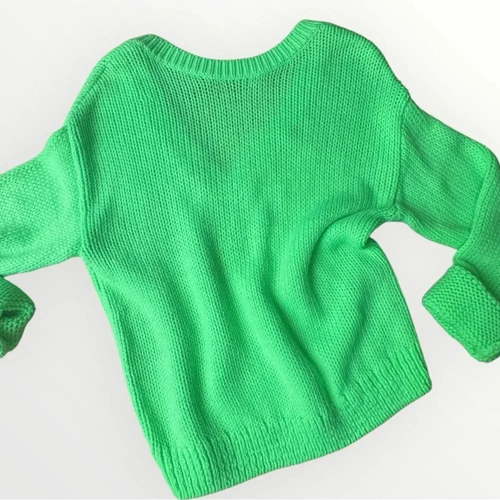 Neon Green V-Neck Sweater – Victoria’s Secret PINK Med - Picture 5 of 11